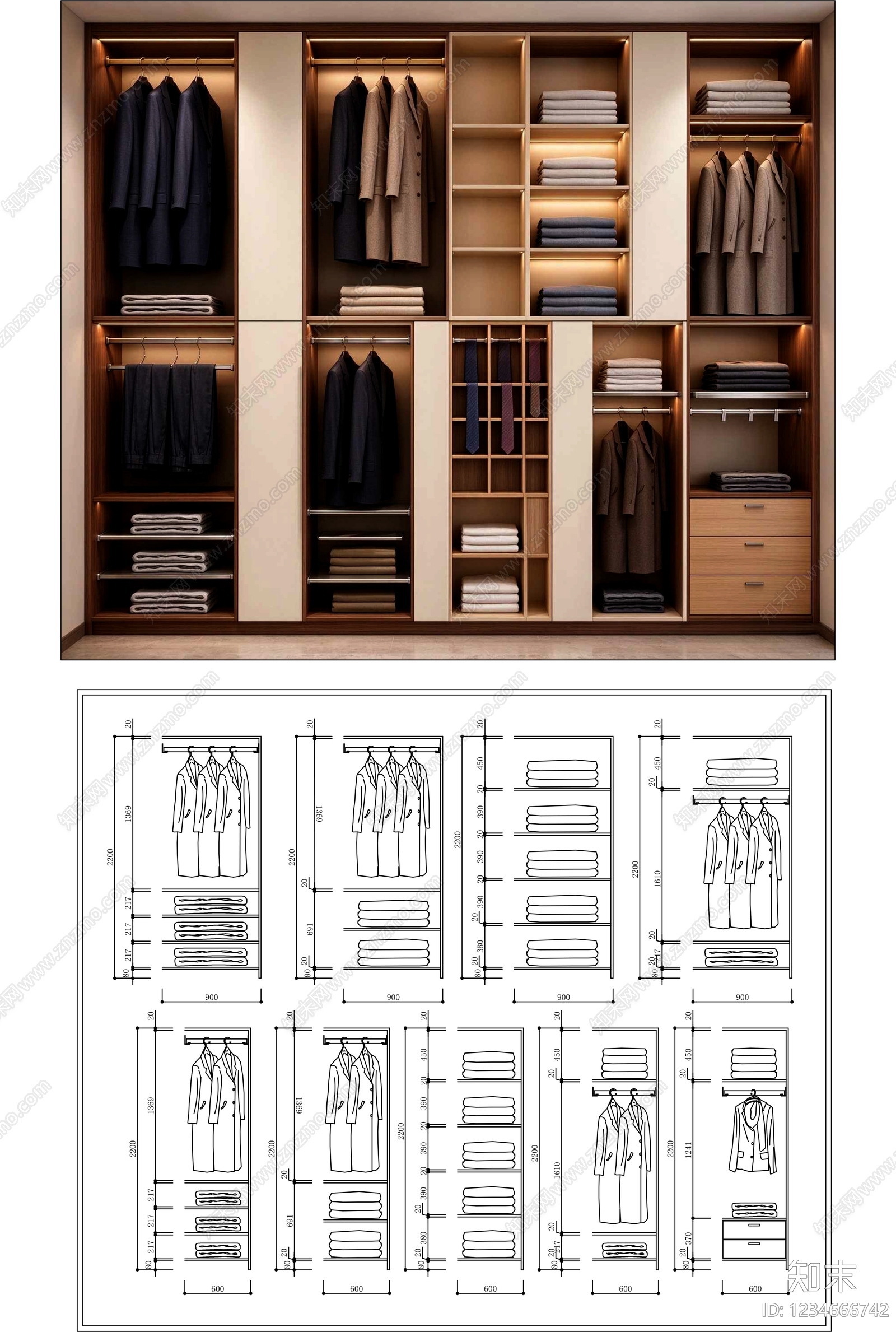柜子cad施工图下载【ID:1234666742】
