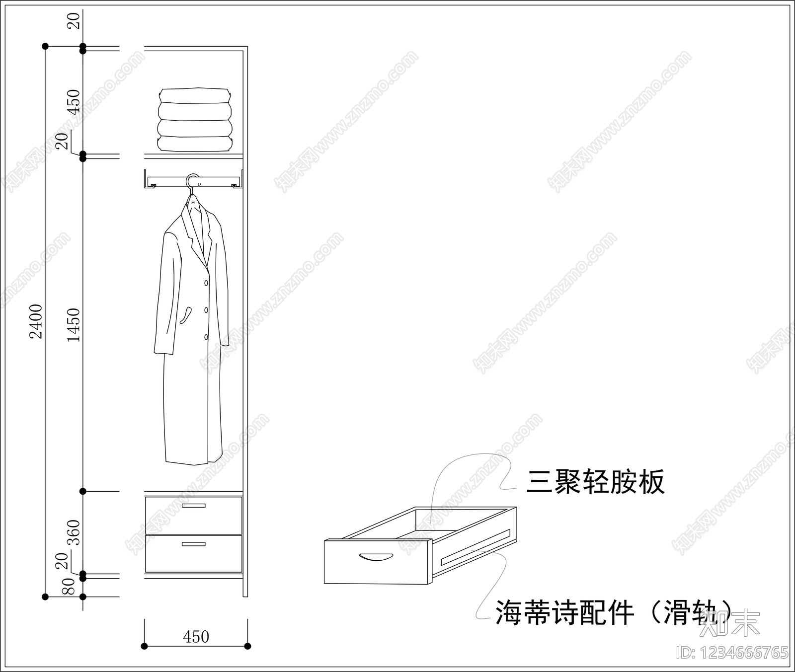 柜子cad施工图下载【ID:1234666765】