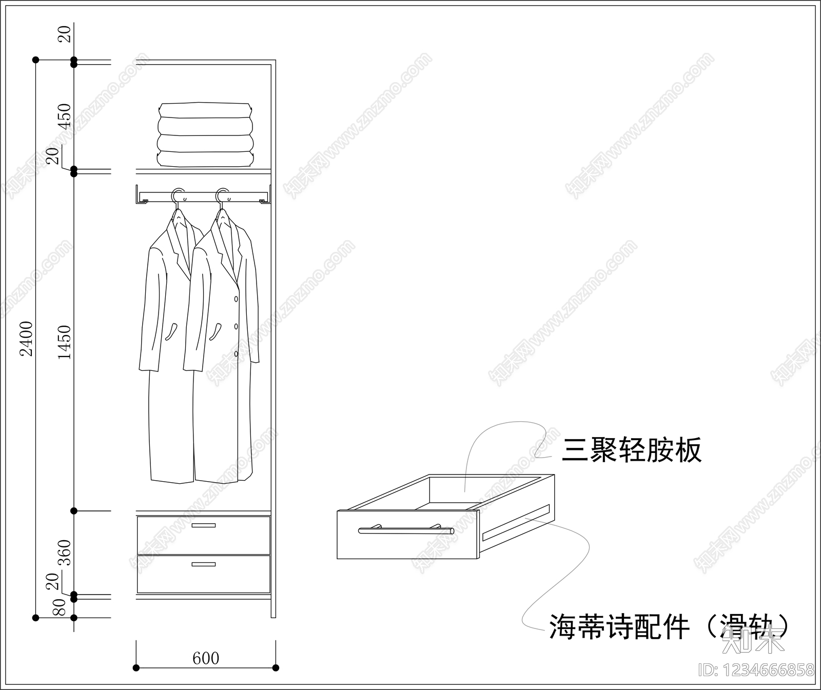 柜子cad施工图下载【ID:1234666858】