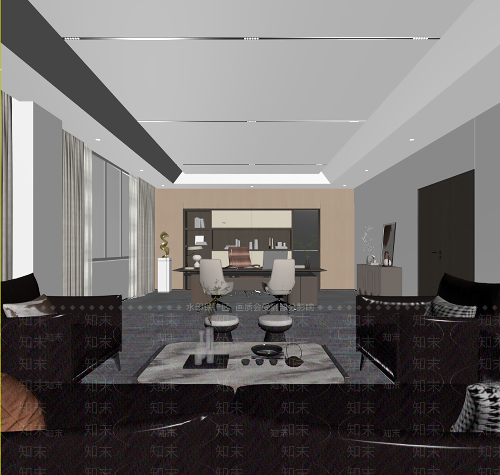 现代简约董事长办公室3D模型下载【ID:1234669574】