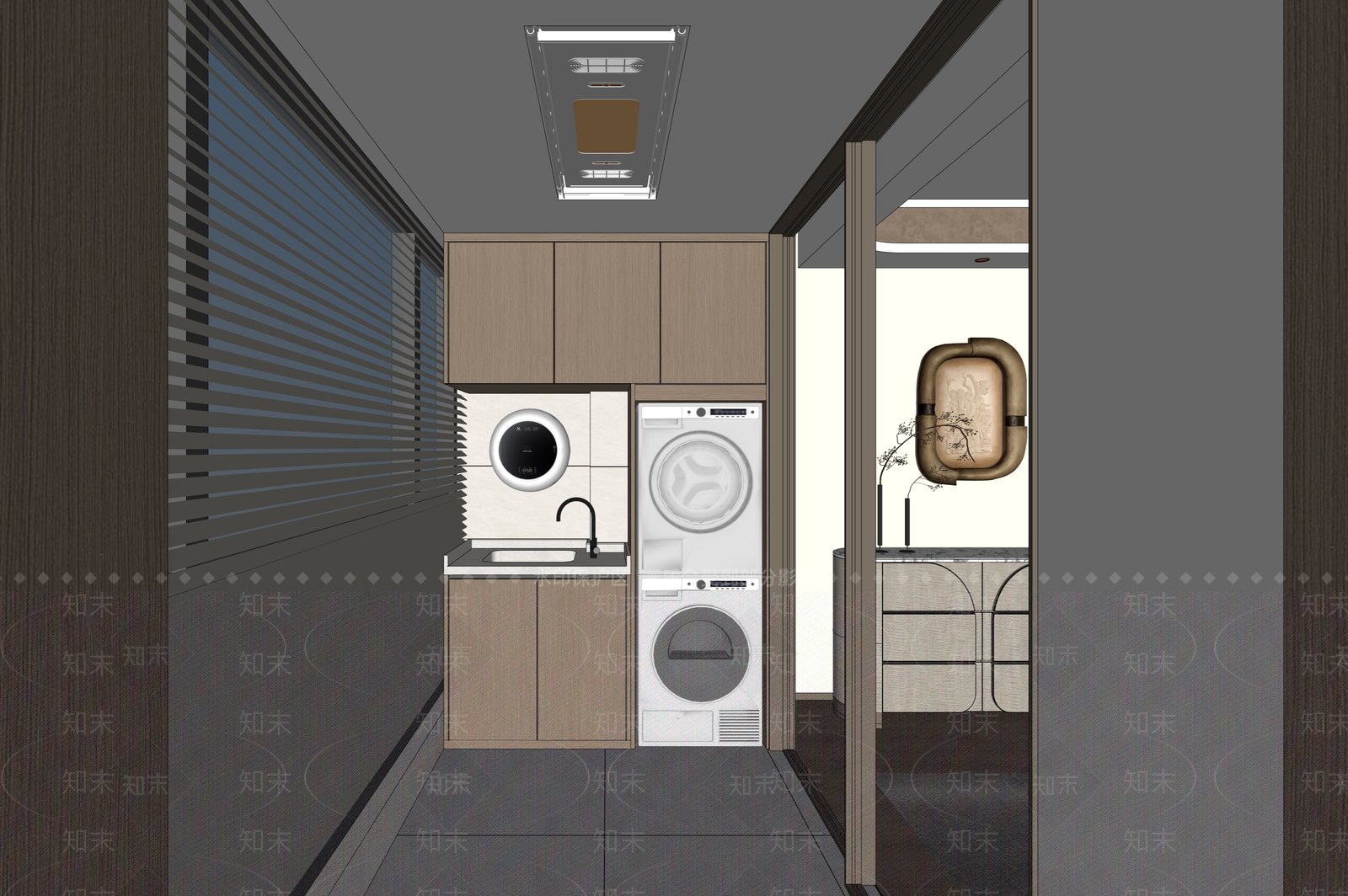 现代简约洗衣房SU模型下载【ID:1234670140】