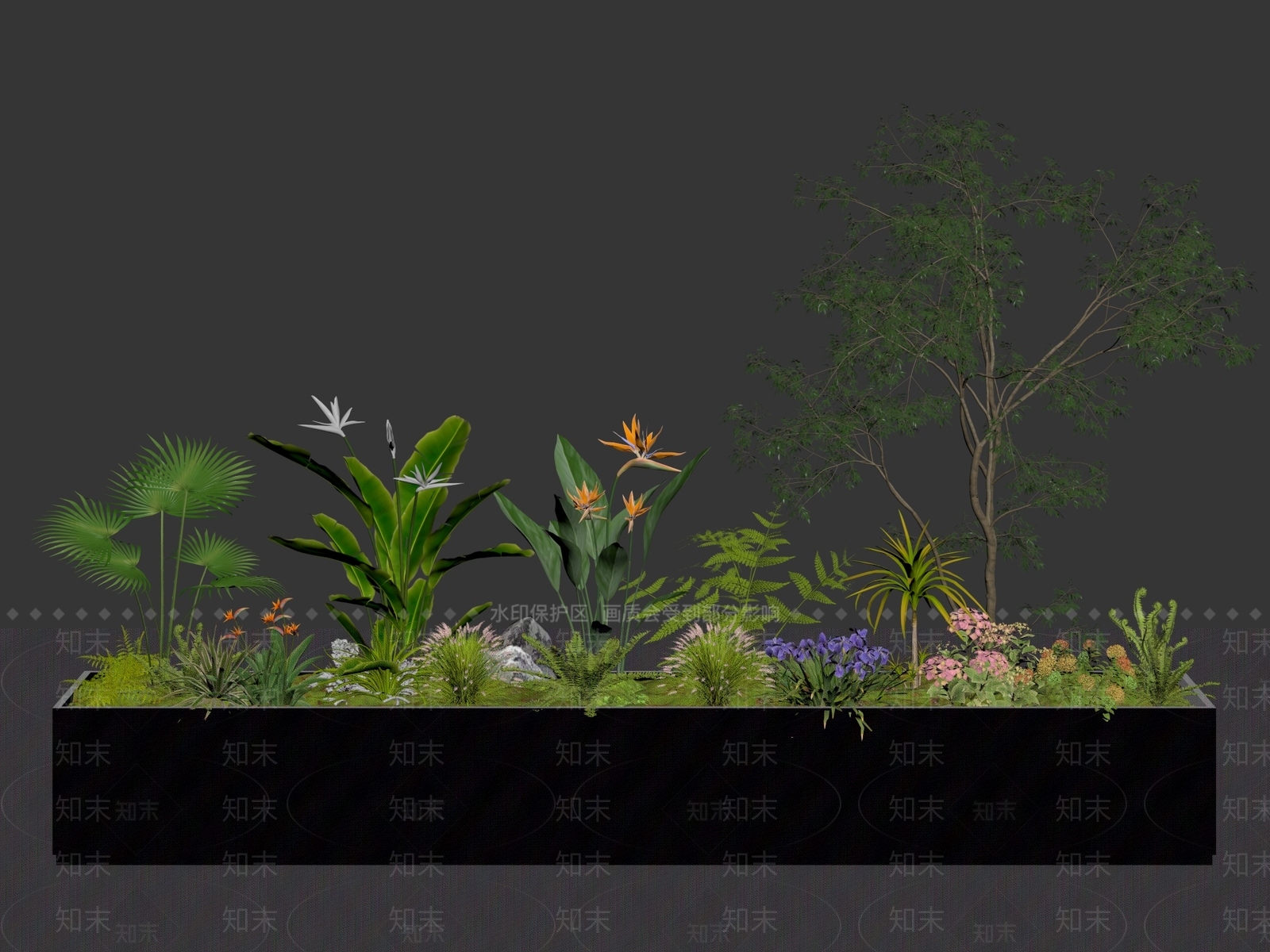 现代花草组合3D模型下载【ID:1234671343】