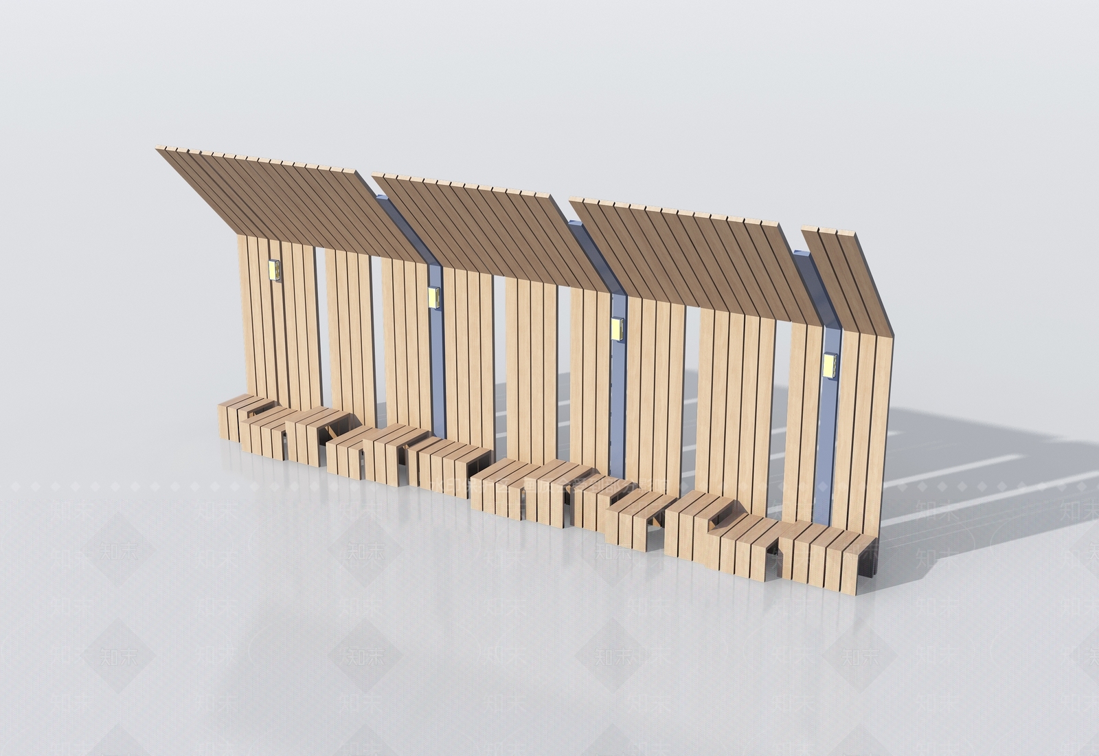 原木风景观座椅3D模型渲染效果图
