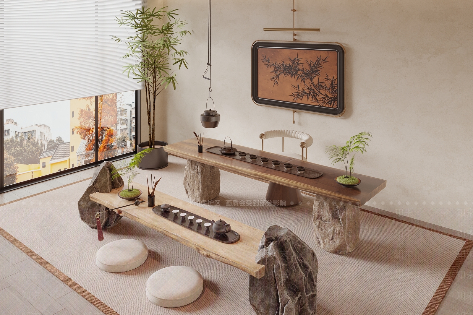 新中式家居展台3D模型渲染效果图