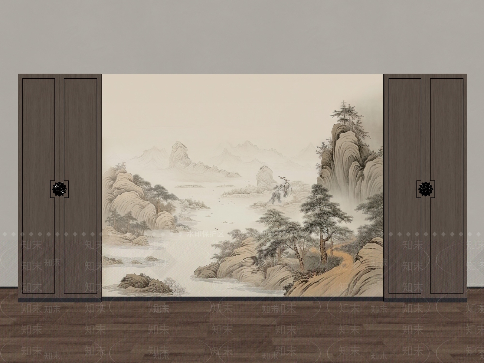 新中式电视背景墙3D模型下载【ID:1234673054】
