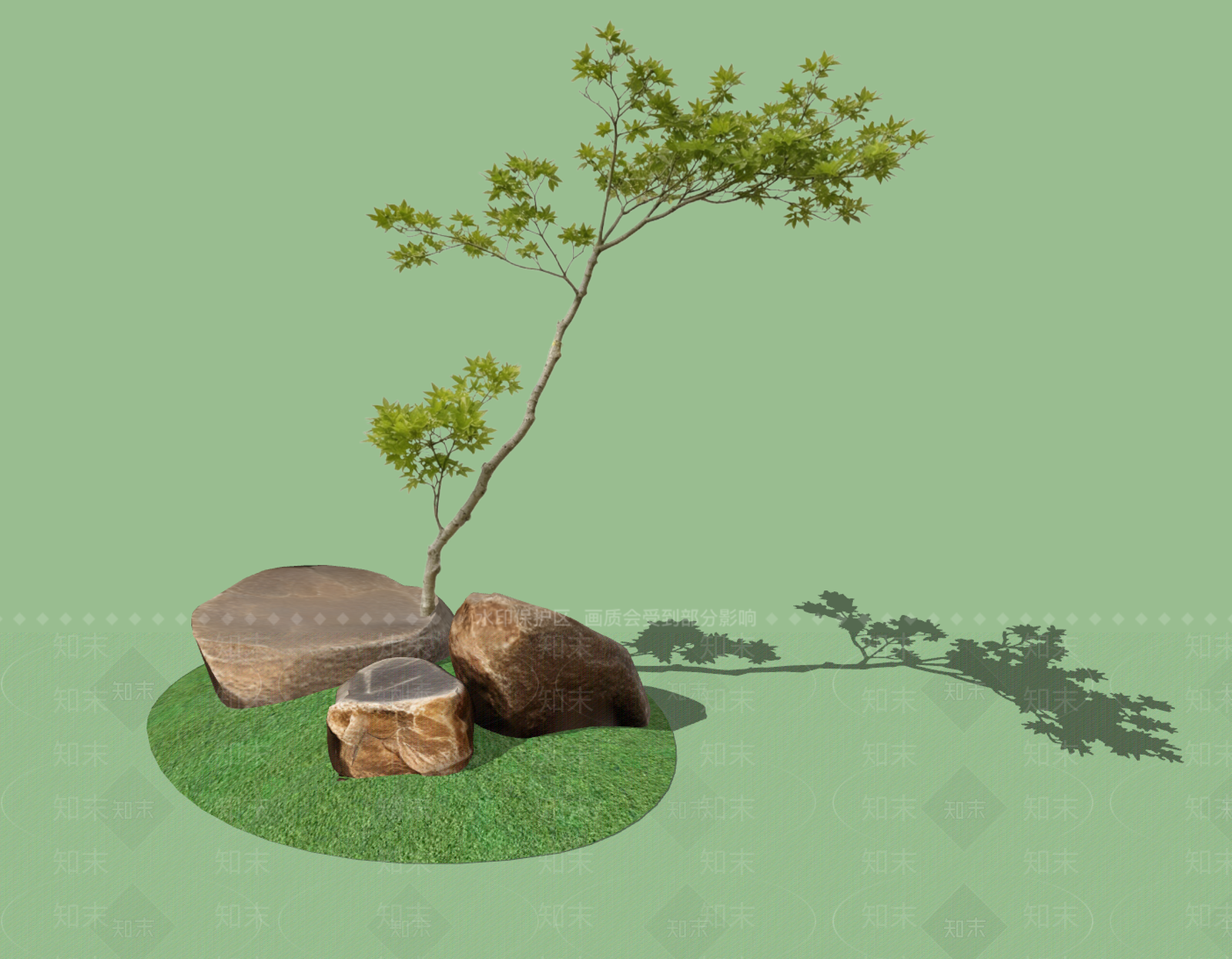 禅意乔木SU模型下载【ID:1234674129】