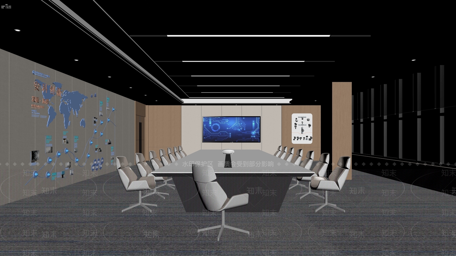 现代简约会议室3D模型下载【ID:1234674343】