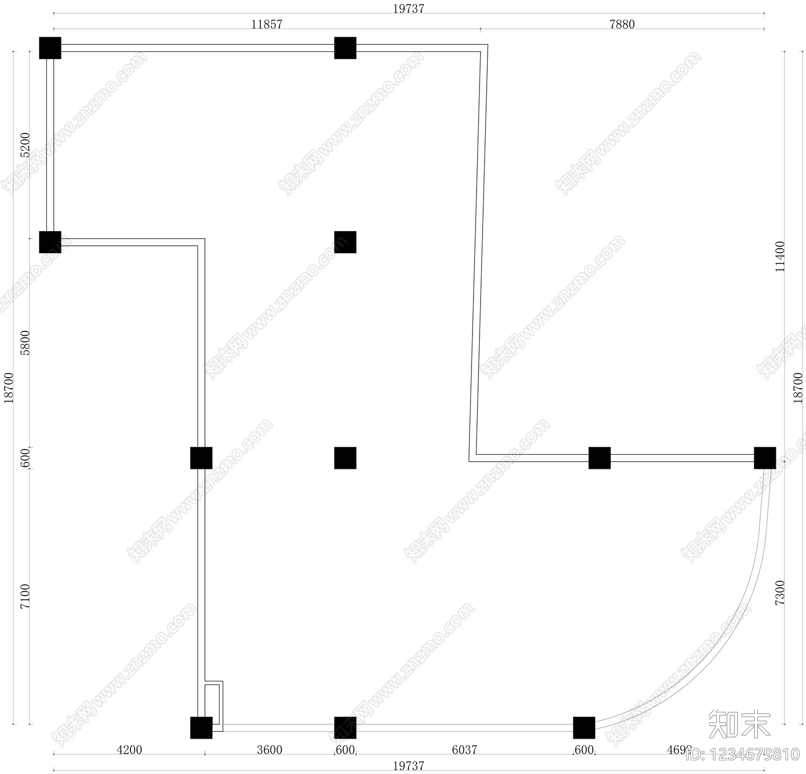 整体办公空间cad施工图下载【ID:1234679810】