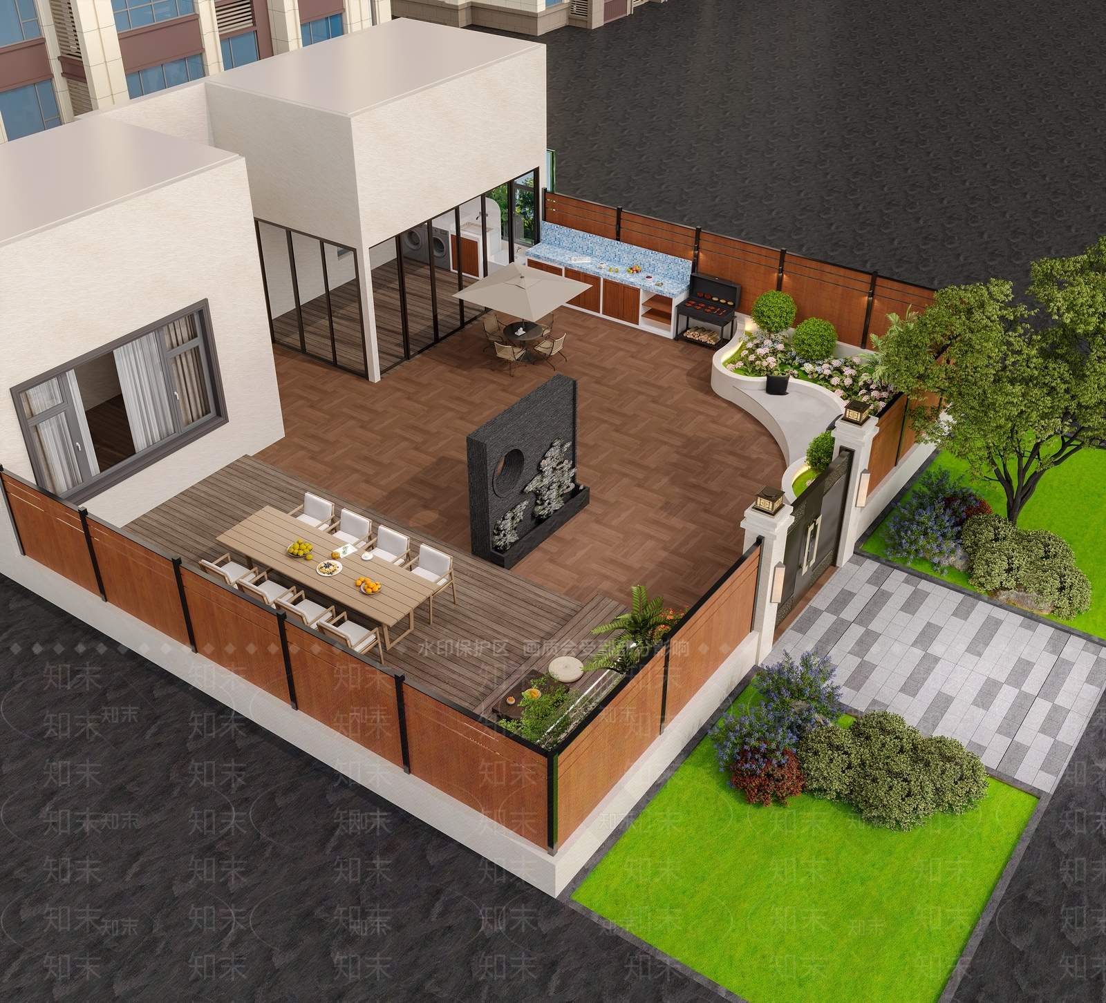 新中式景观庭院3D模型下载【ID:1234679453】