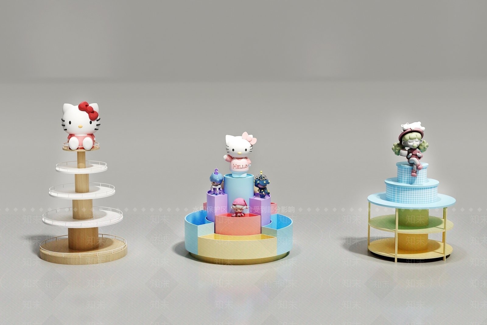 孟菲斯文创展台3D模型渲染效果图