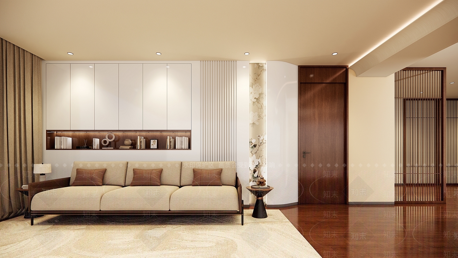 新中式家居客厅SU模型下载【ID:1234684947】