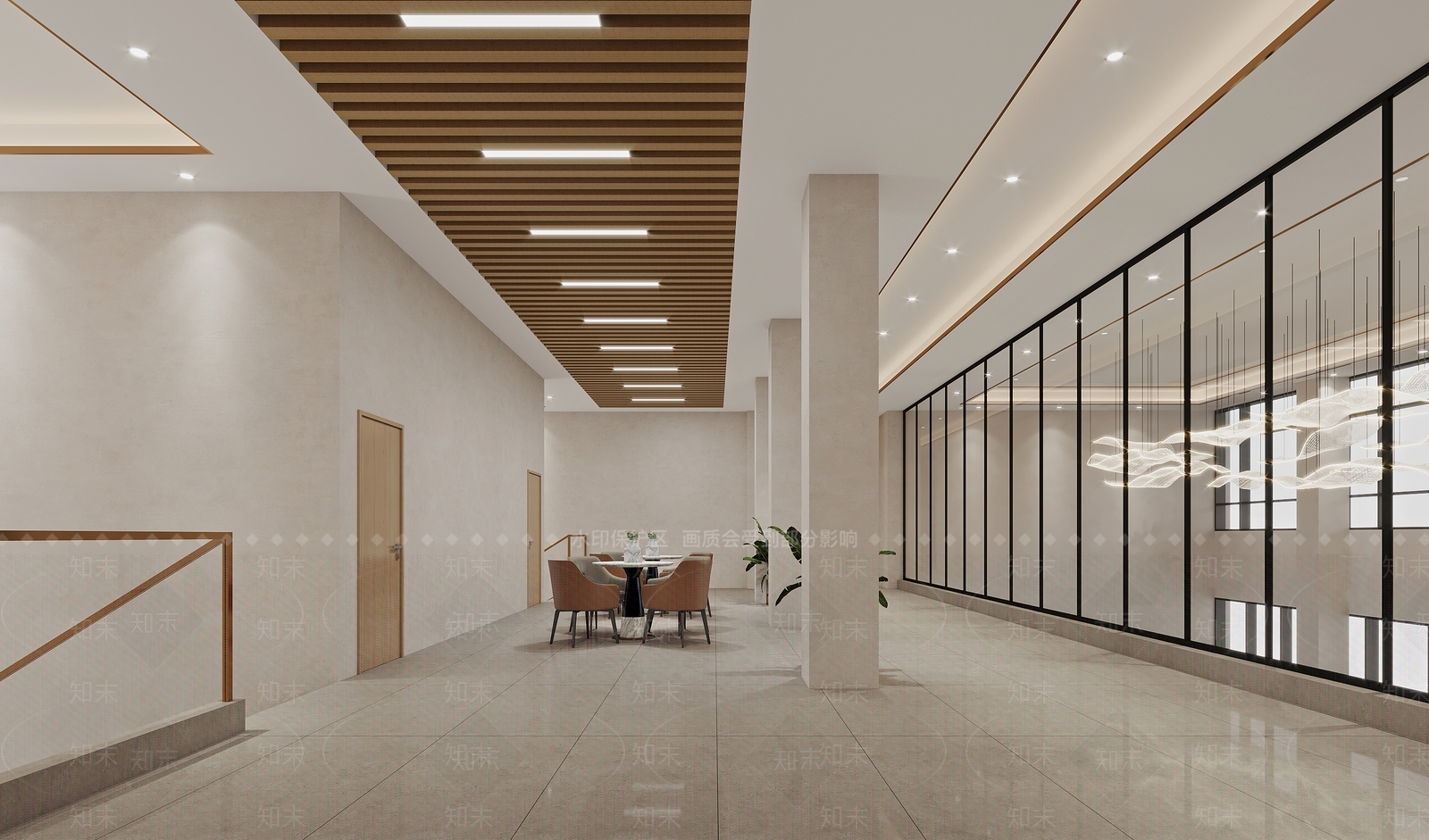 现代简约办公大厅3D模型下载【ID:1234685873】