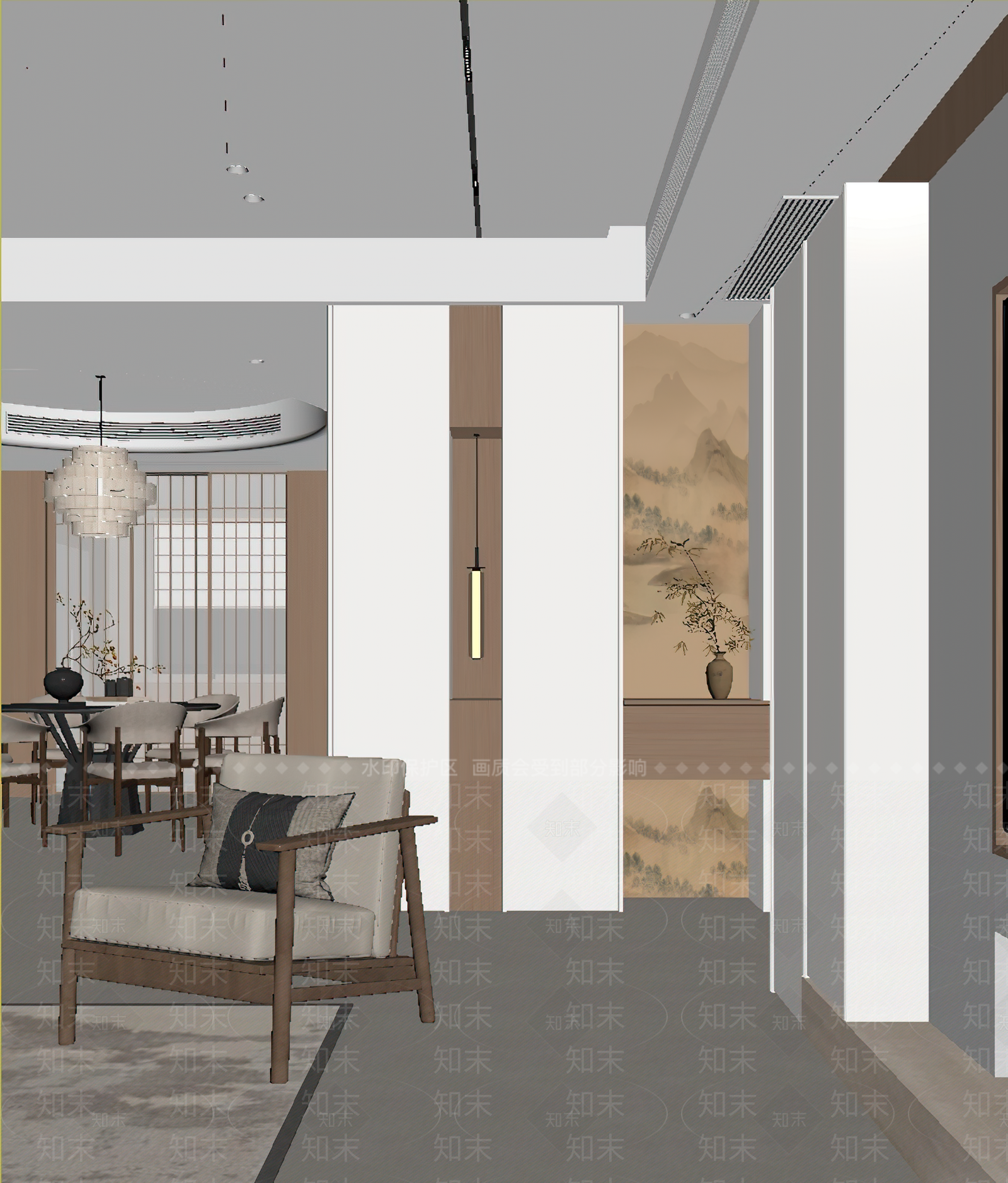 新中式玄关背景墙3D模型下载【ID:1234690079】