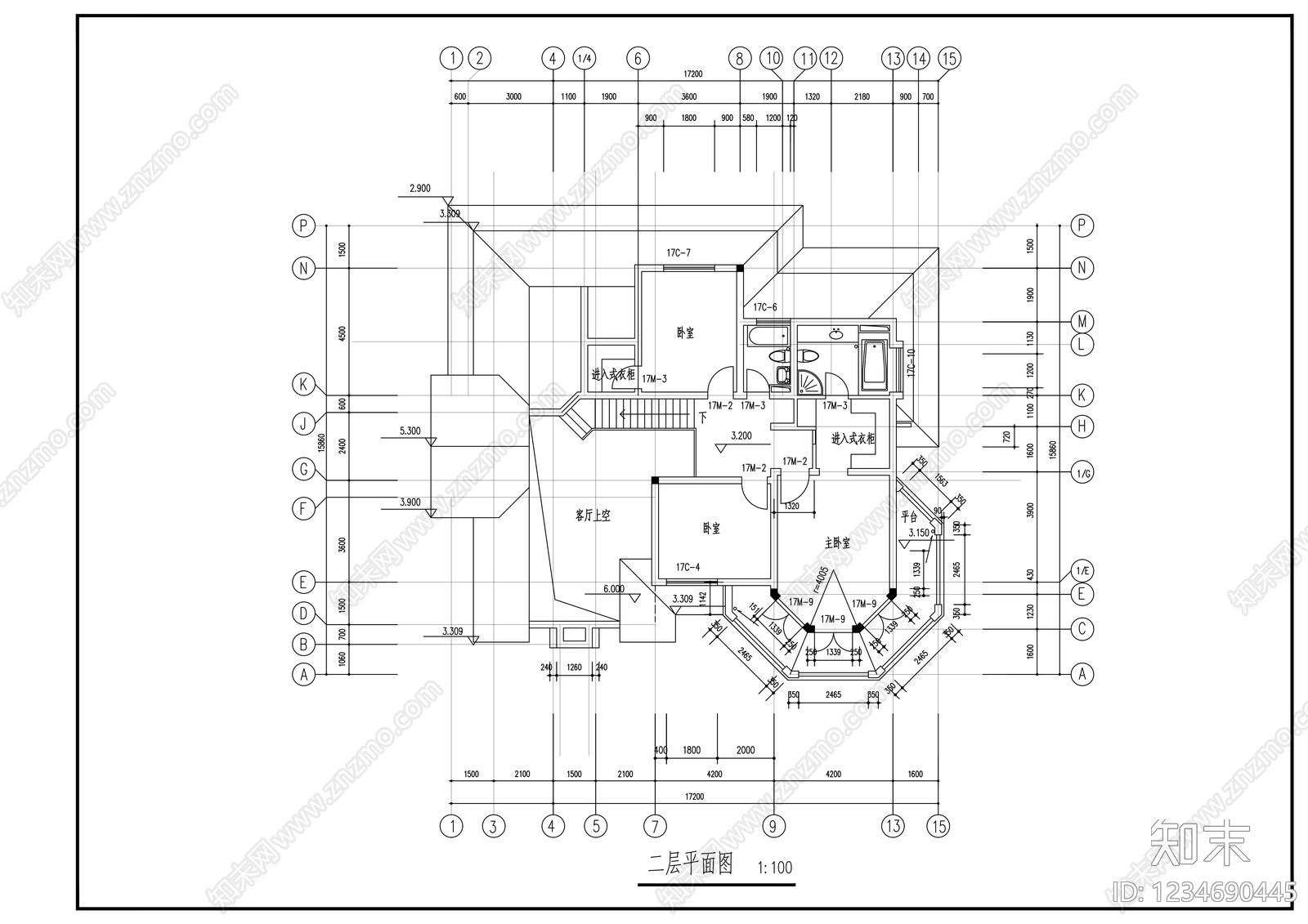 别墅建筑cad施工图下载【ID:1234690445】