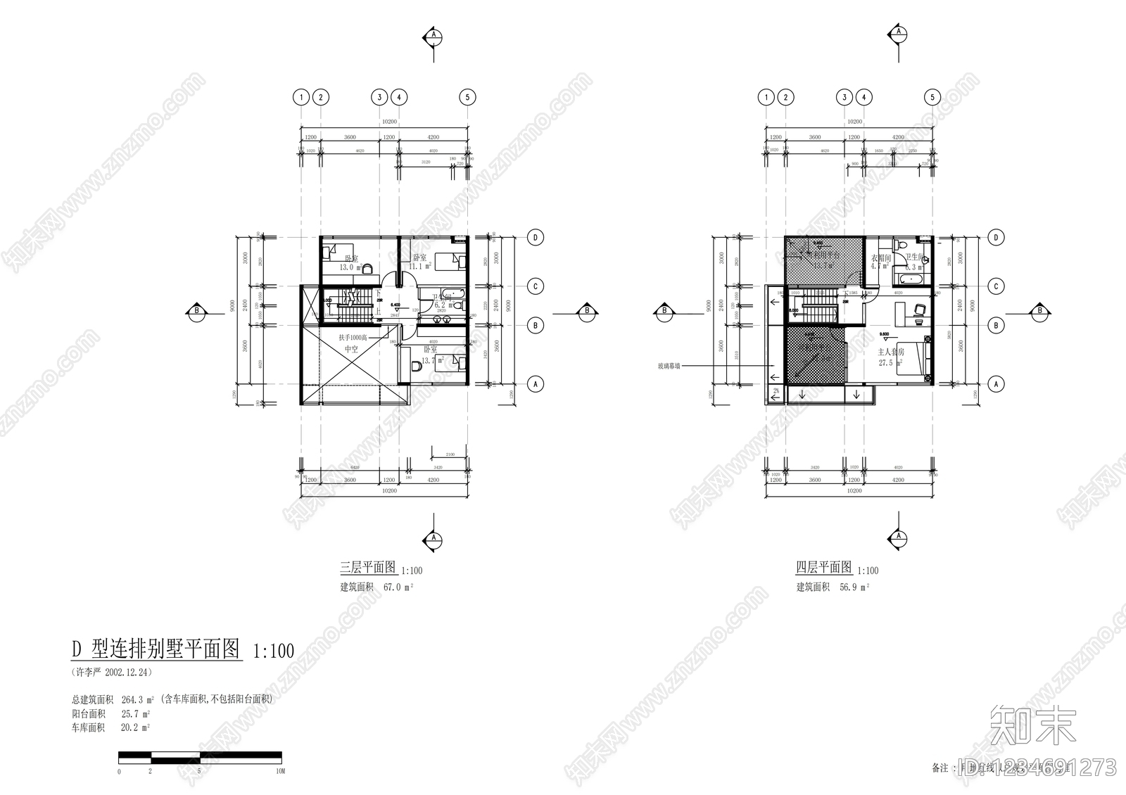 别墅建筑cad施工图下载【ID:1234691273】