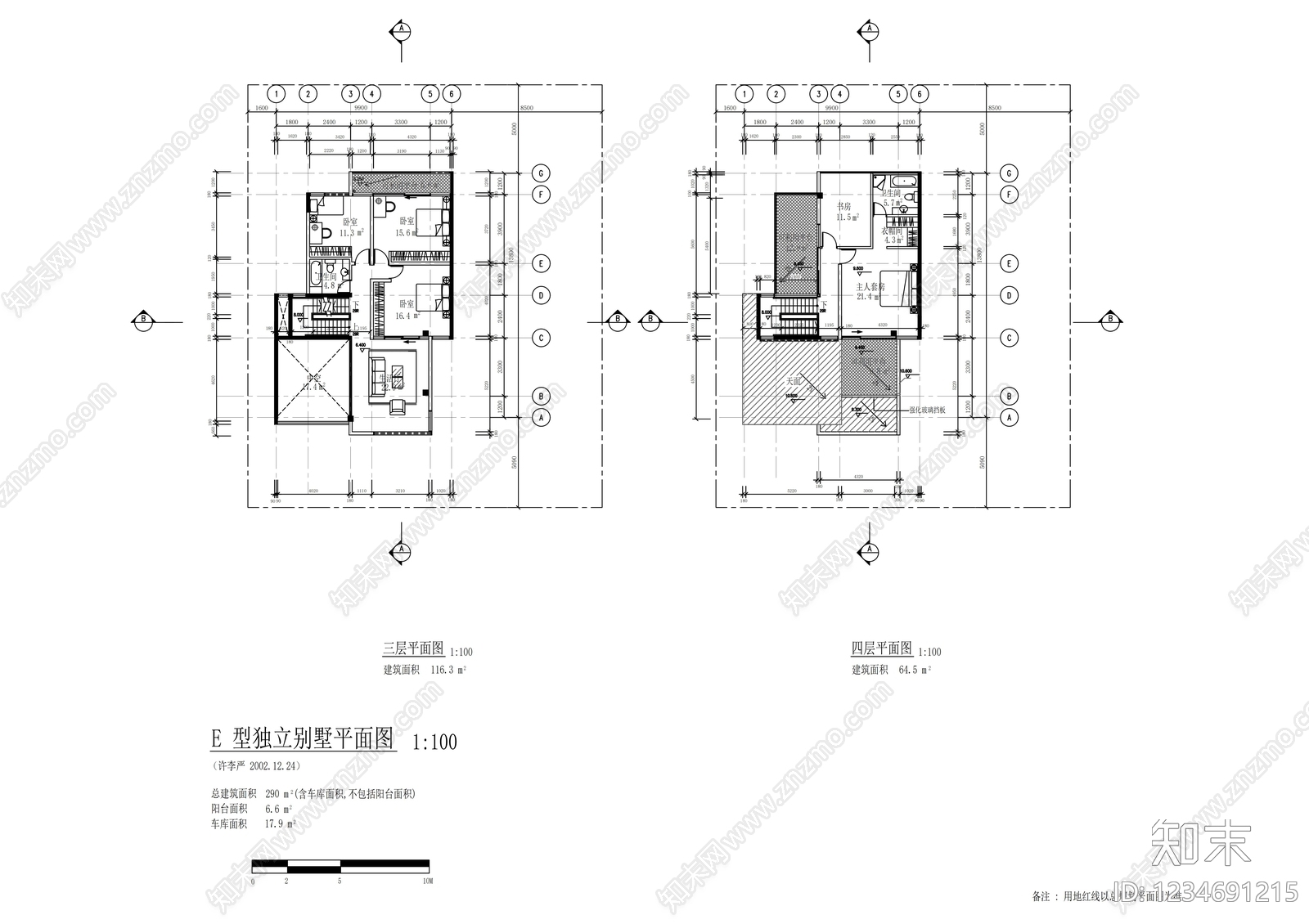 别墅建筑cad施工图下载【ID:1234691215】