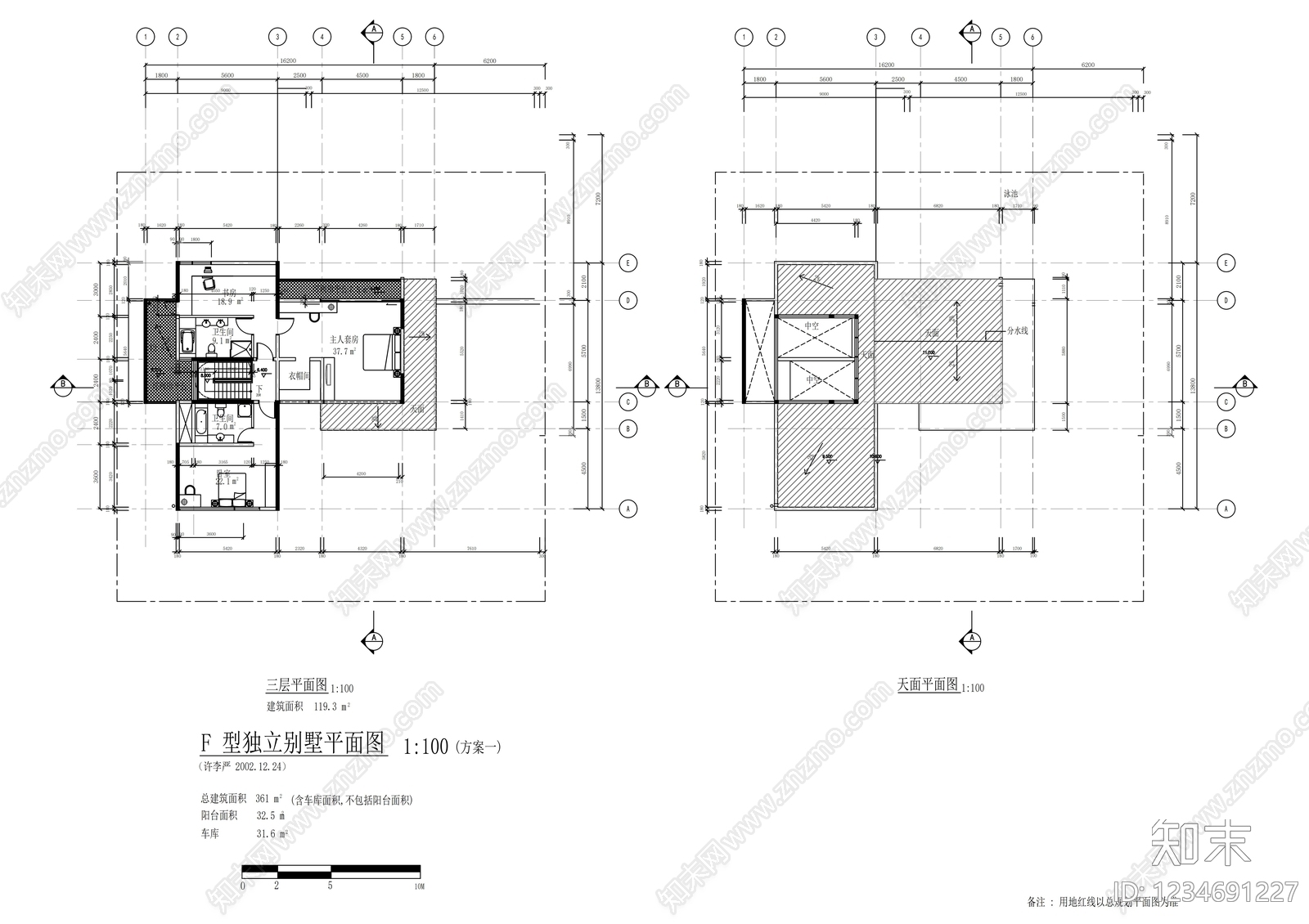 别墅建筑cad施工图下载【ID:1234691227】