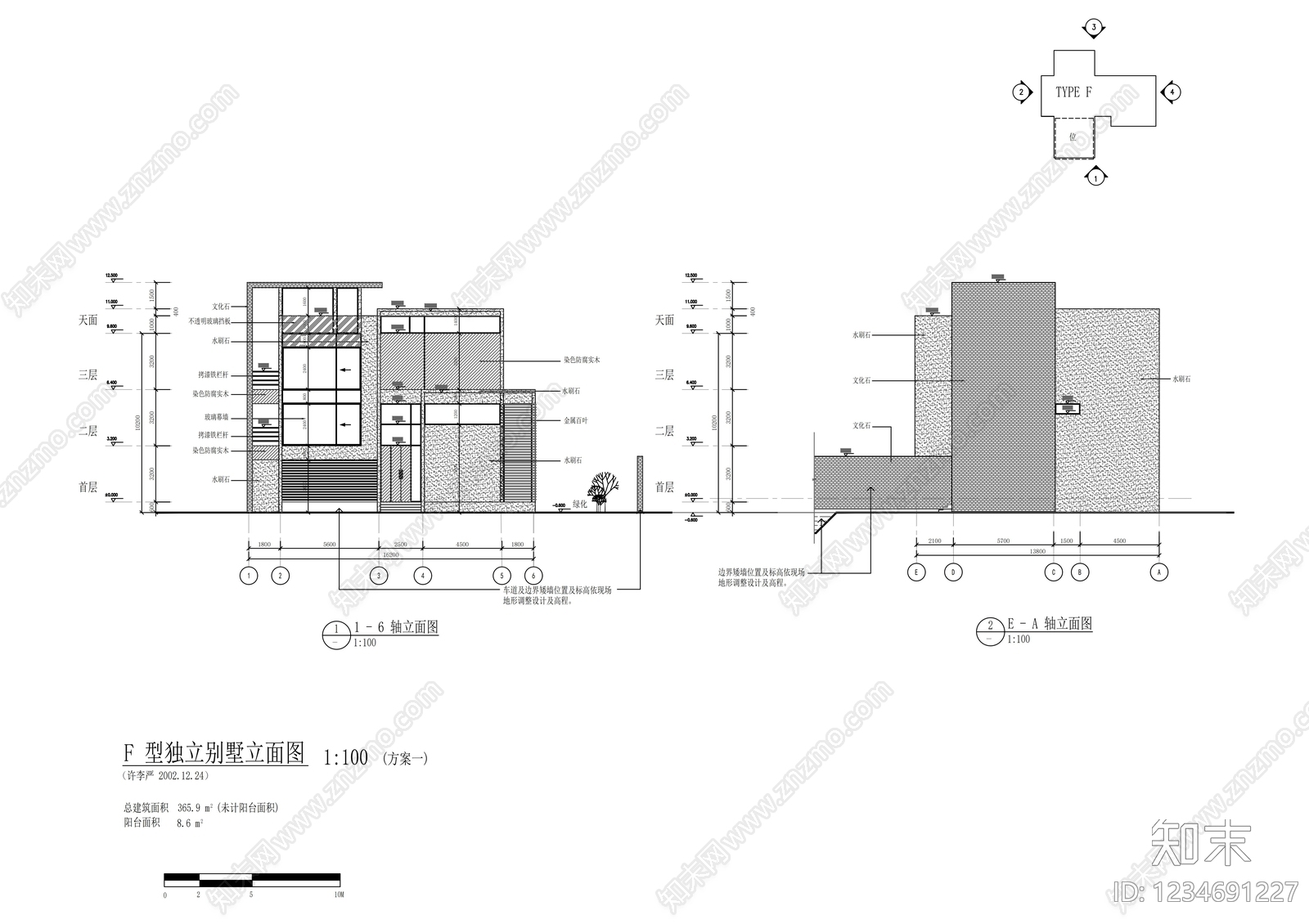 别墅建筑cad施工图下载【ID:1234691227】