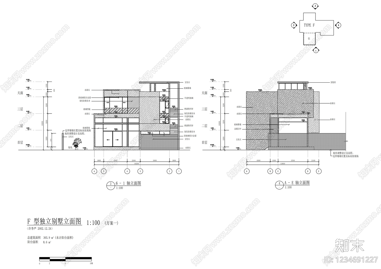 别墅建筑cad施工图下载【ID:1234691227】