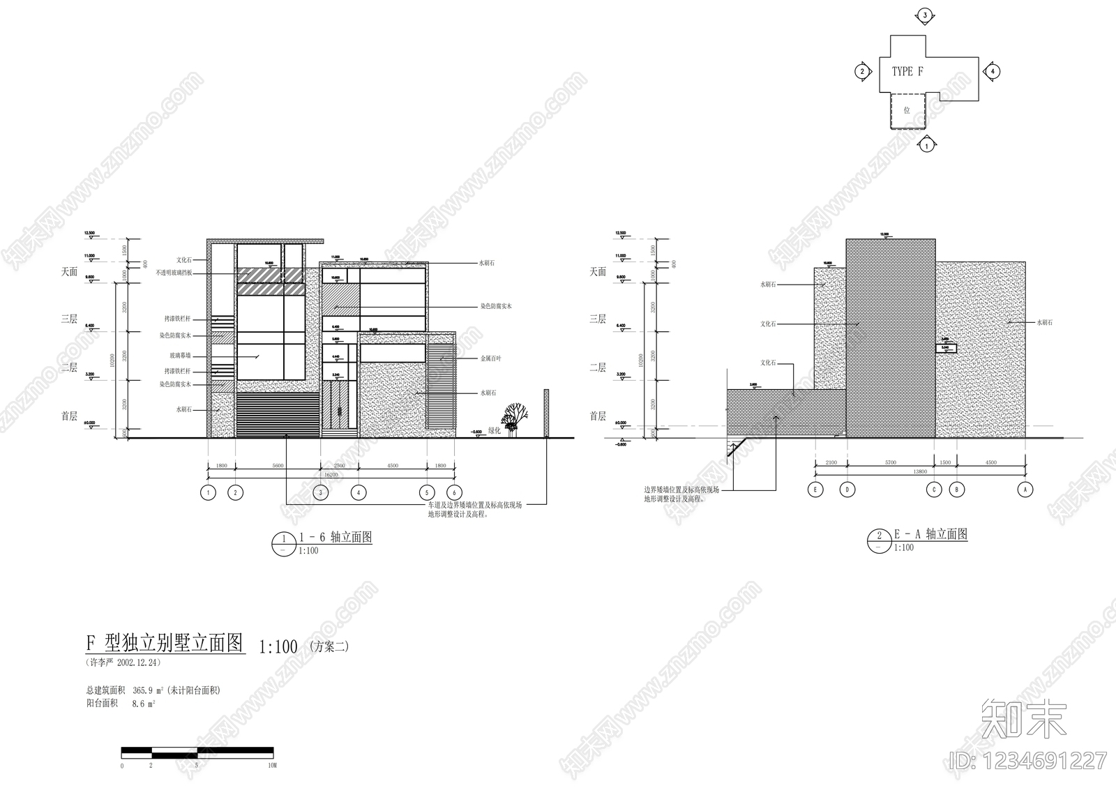别墅建筑cad施工图下载【ID:1234691227】