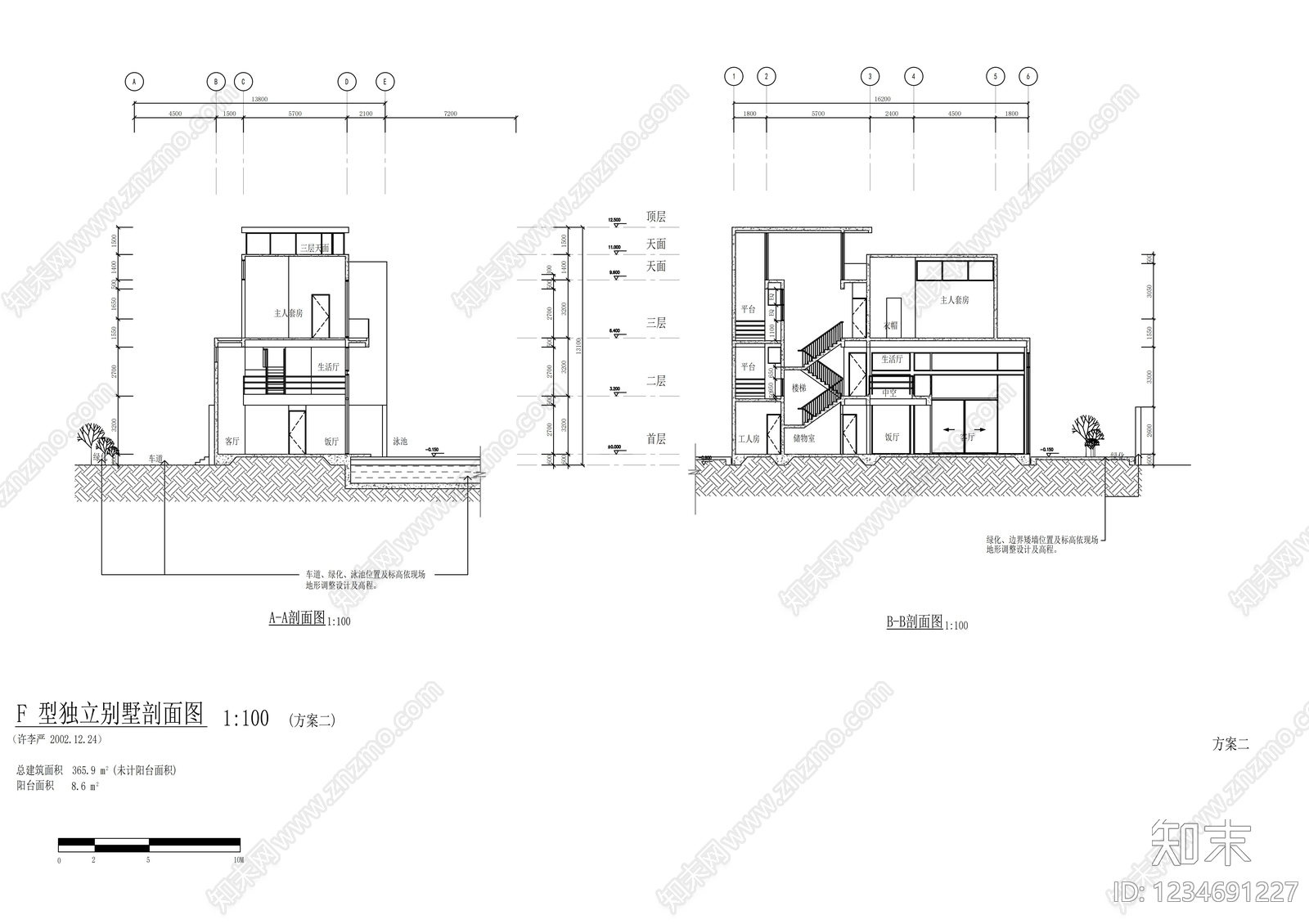 别墅建筑cad施工图下载【ID:1234691227】