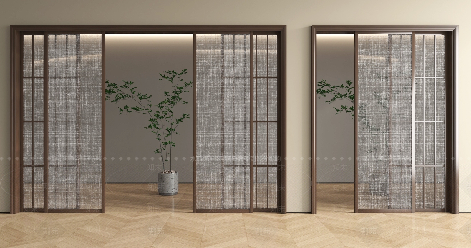 新中式推拉门3D模型下载【ID:1234694216】