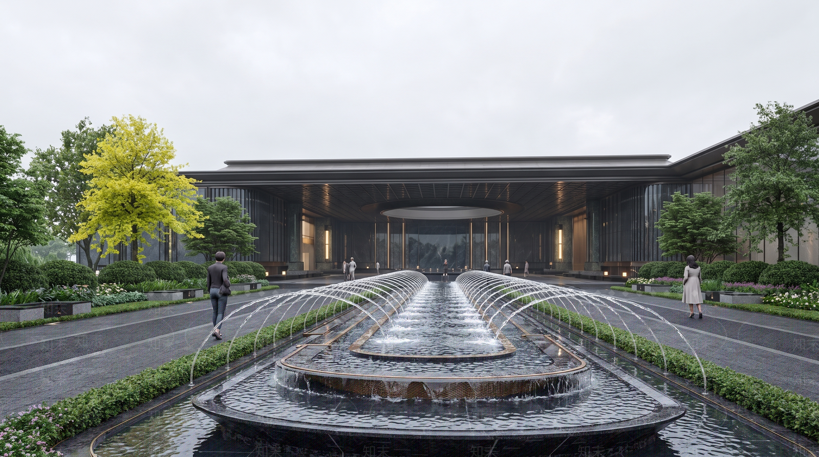 新中式景观售楼处建筑SU模型草图
