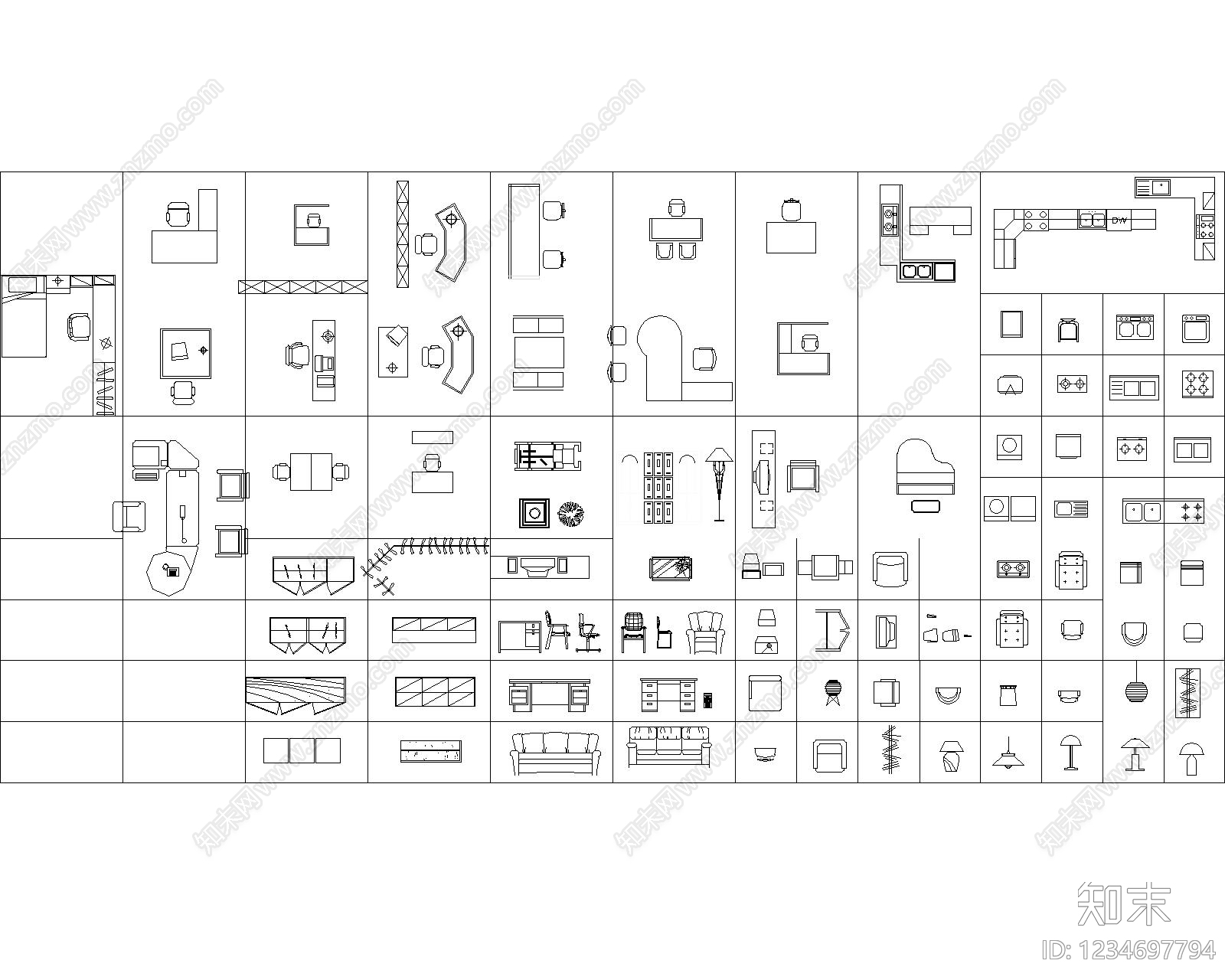 桌椅cad施工图下载【ID:1234697794】