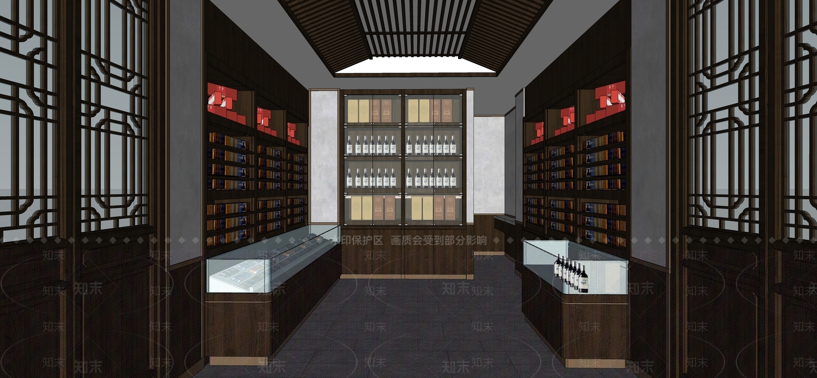 新中式烟酒店SU模型下载【ID:1234699740】