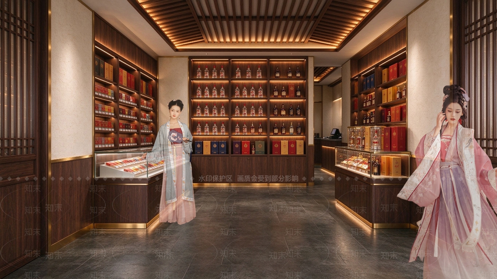 新中式烟酒店SU模型下载【ID:1234699740】