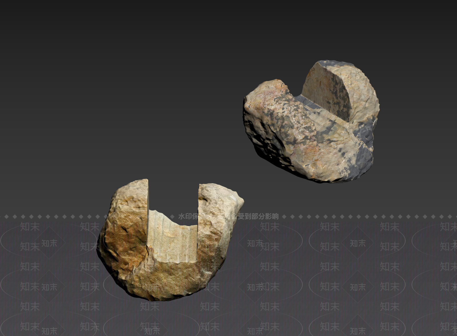 侘寂石头3D模型下载【ID:1234699241】