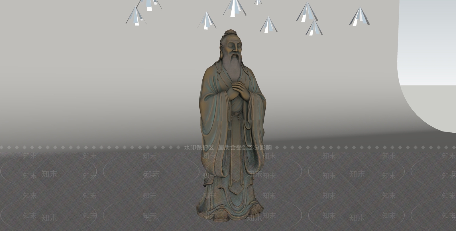 中式雕塑摆件SU模型下载【ID:1234699874】