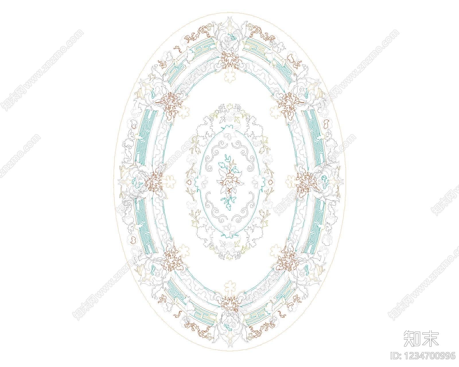 中式地毯CAD图纸