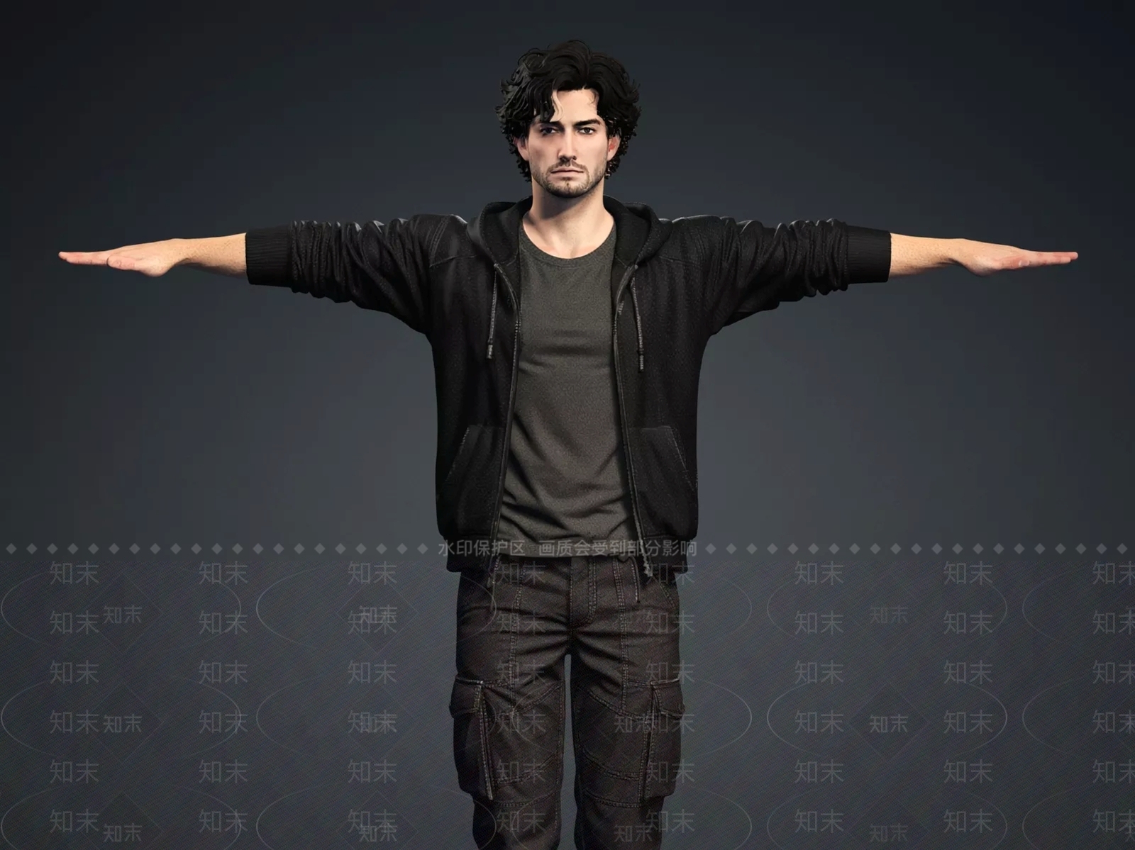 虚拟人物3D模型渲染效果图