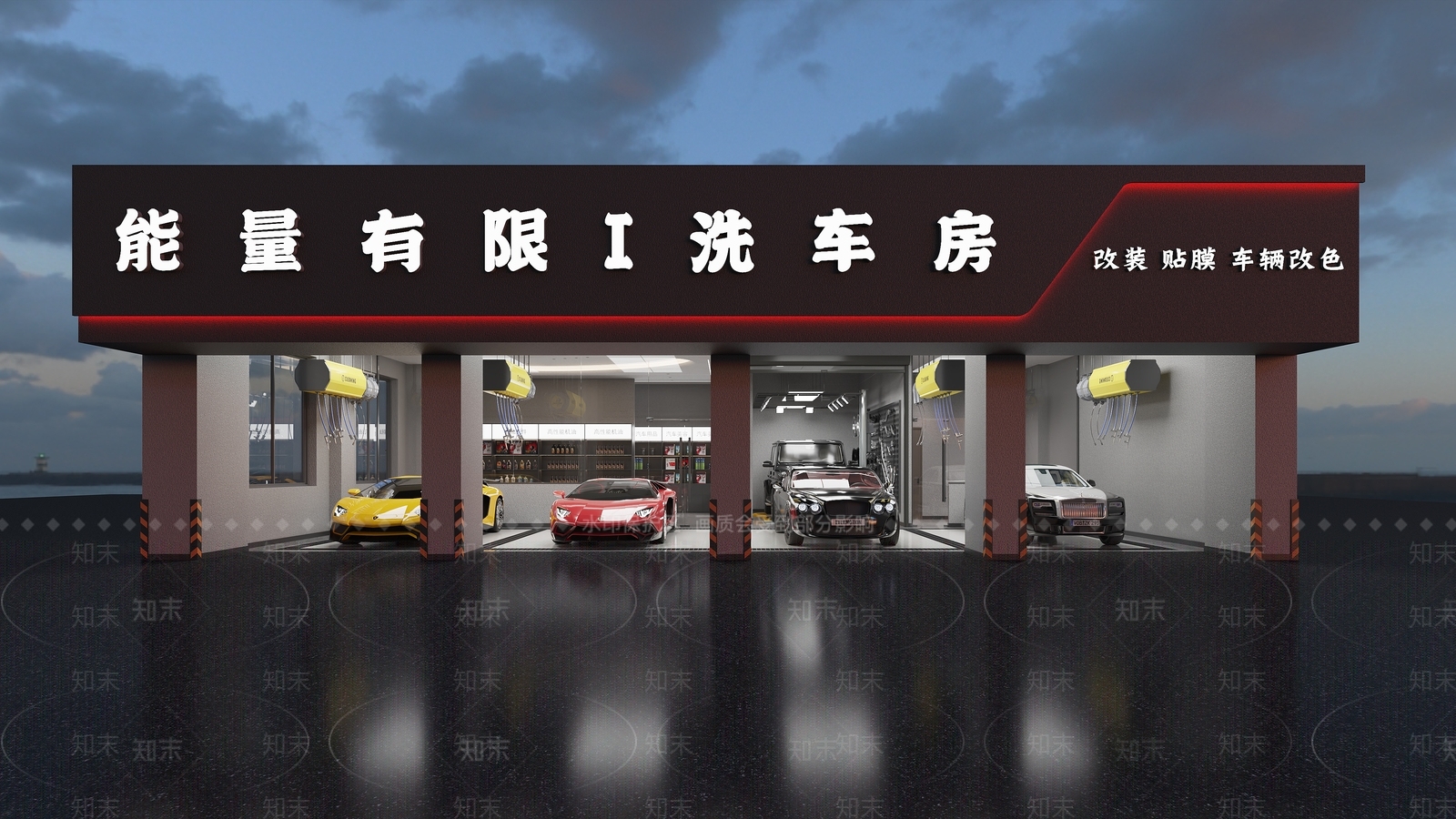 现代简约活动门头3D模型渲染效果图