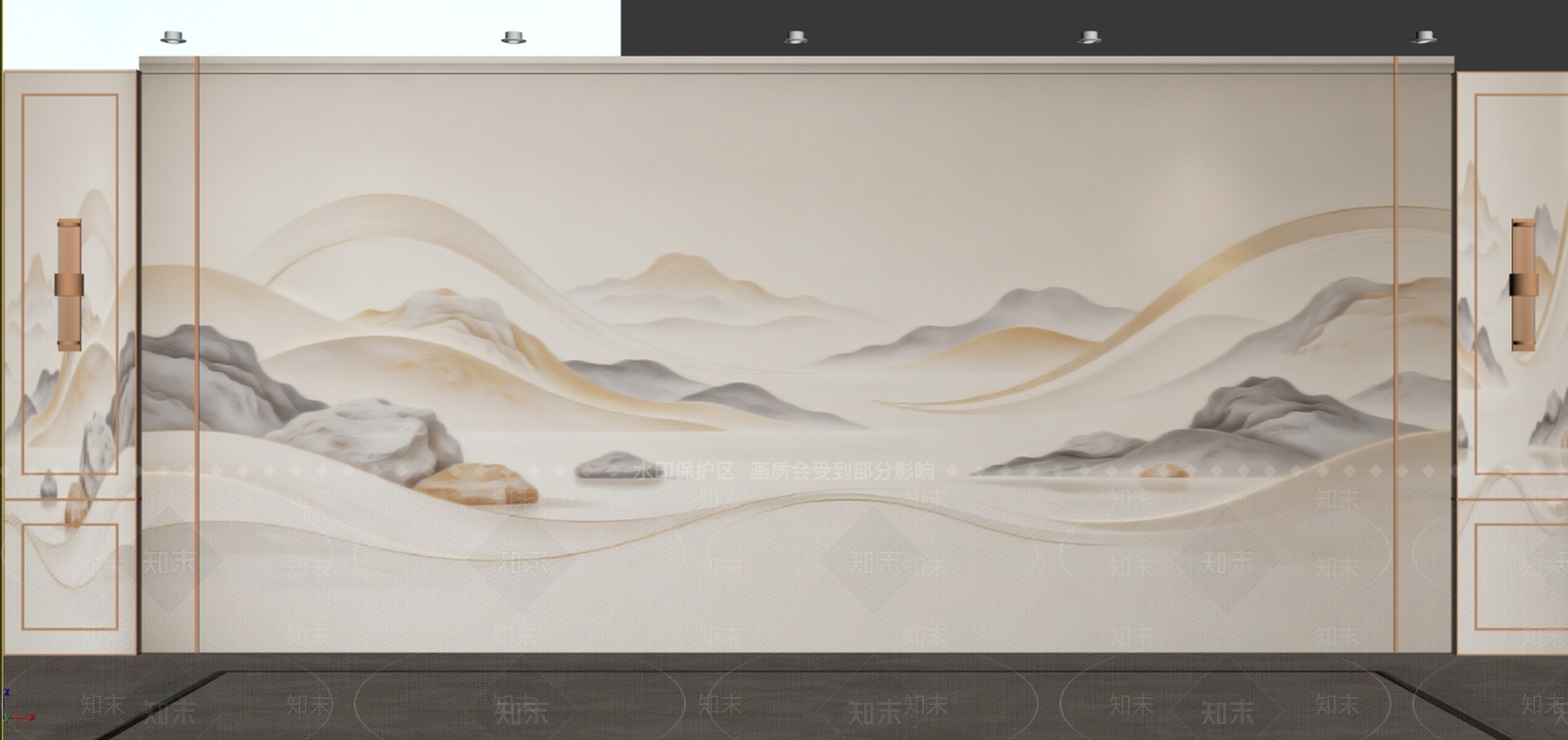 新中式电视背景墙3D模型下载【ID:1234704262】