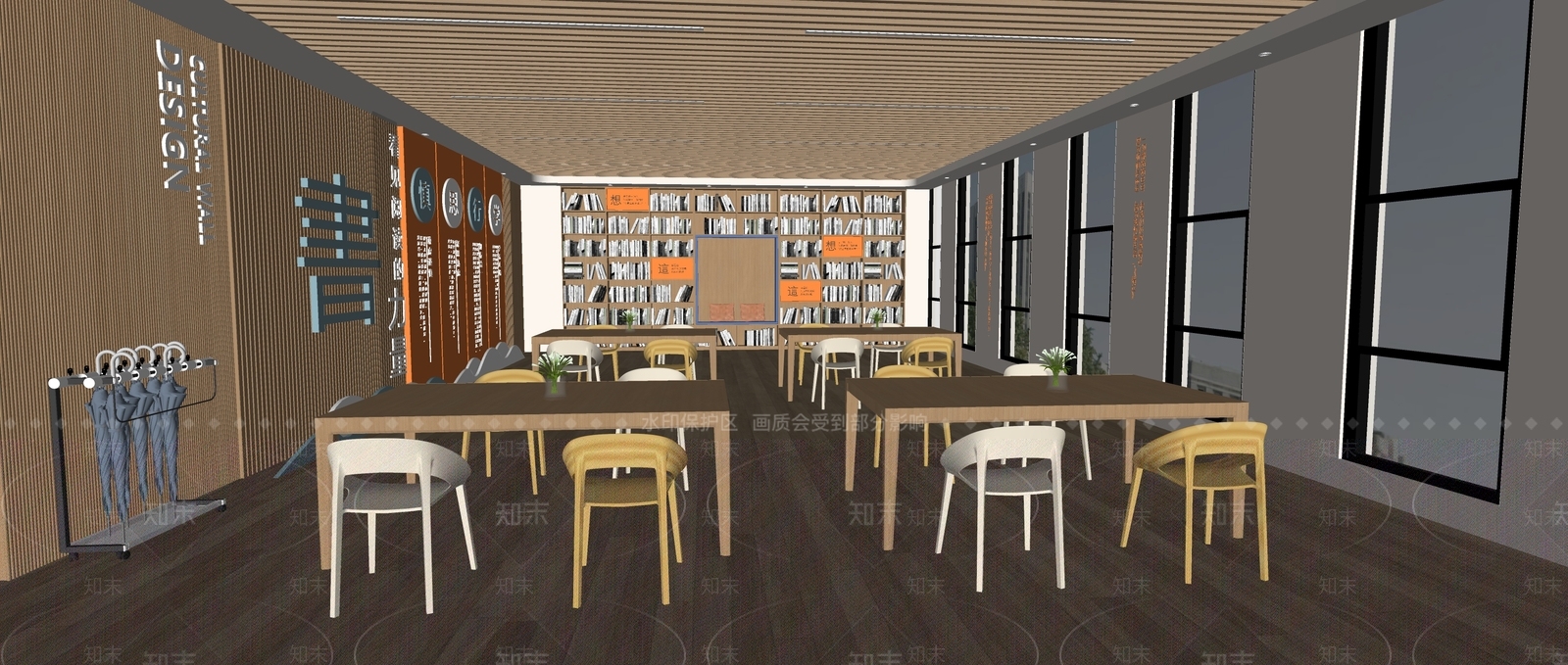 原木风书店SU模型下载【ID:1234705374】