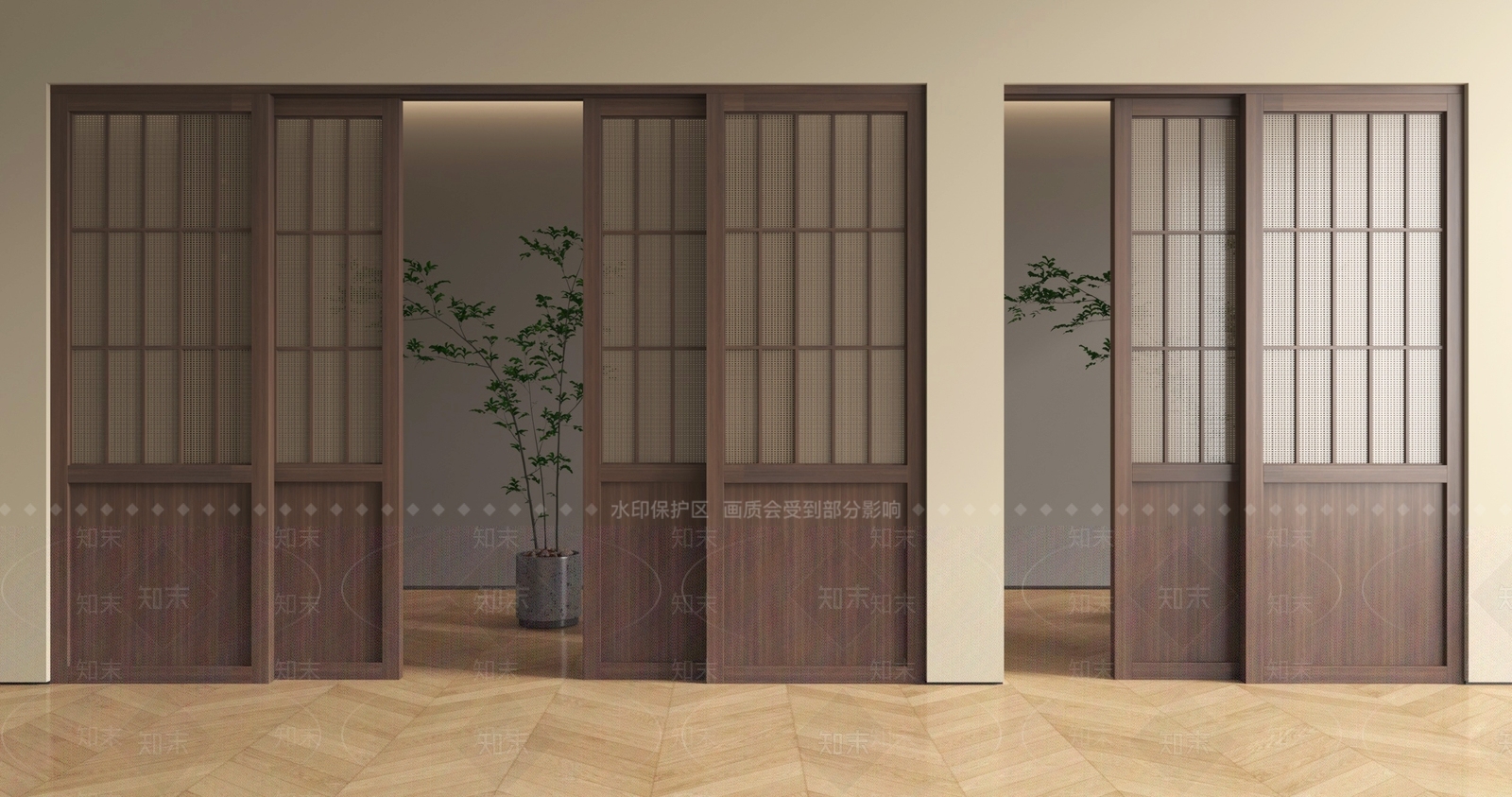 日式推拉门SU模型草图