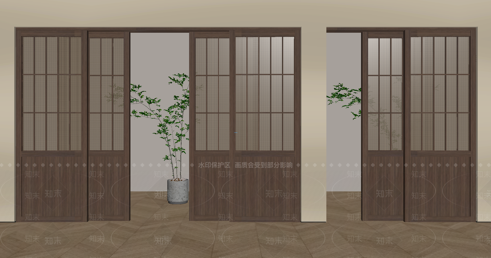 日式推拉门3D模型下载【ID:1234707311】