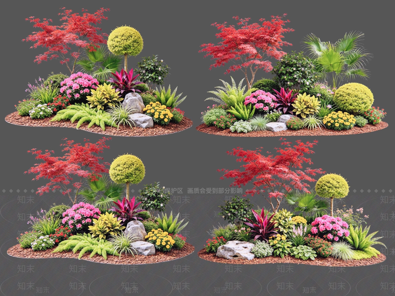 新中式景观花境SU模型下载【ID:1234707517】