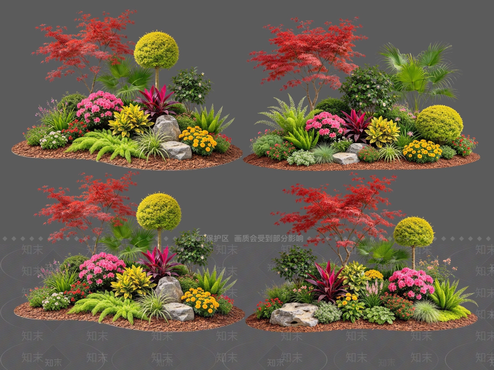 新中式景观花境SU模型下载【ID:1234707517】