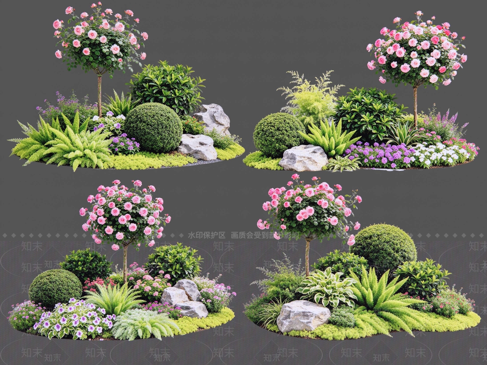 新中式景观花境SU模型下载【ID:1234708157】