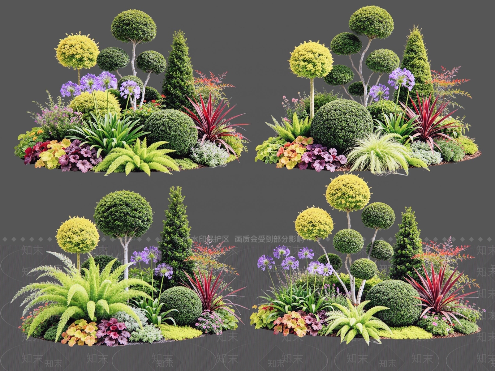 现代主义花境SU模型下载【ID:1234708205】