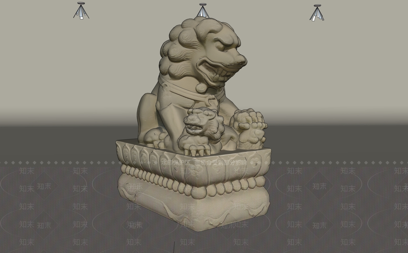 中式雕塑摆件SU模型下载【ID:1234708644】