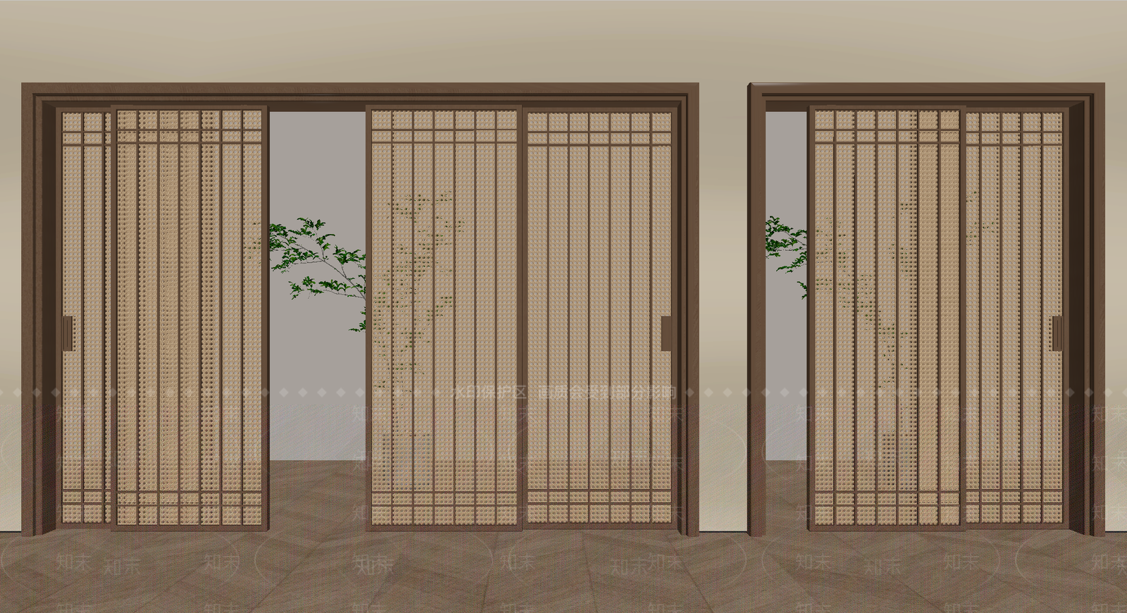 日式推拉门3D模型下载【ID:1234710775】