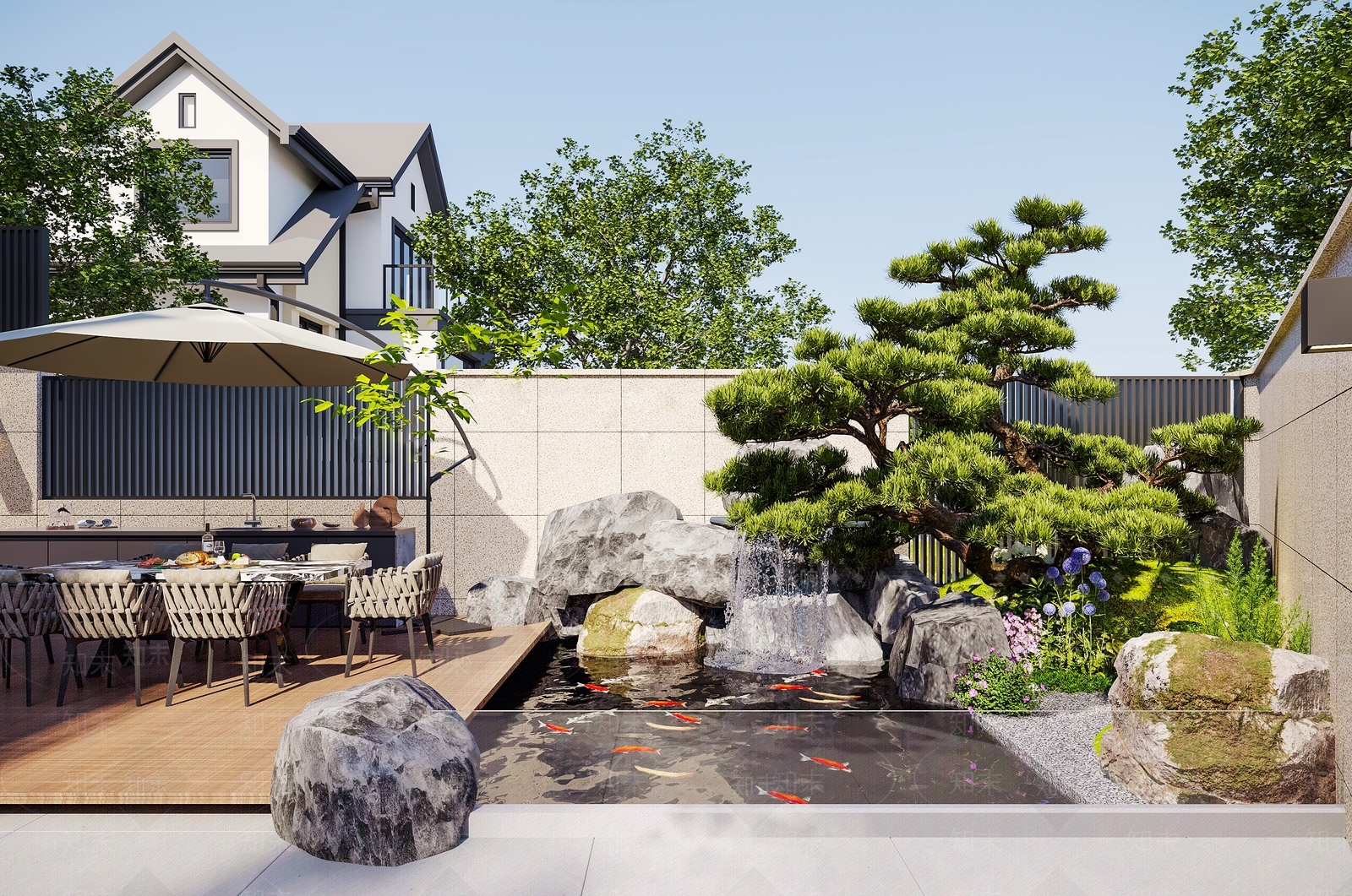 新中式景观庭院3D模型下载【ID:1234711043】