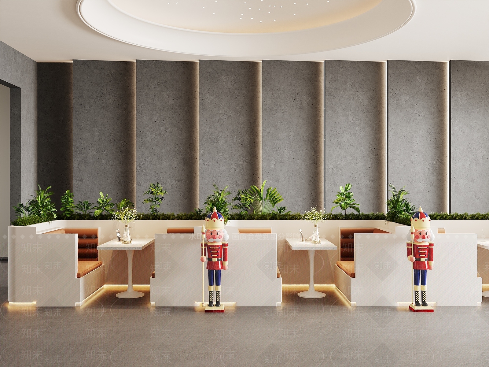 现代简约餐饮空间3D模型渲染效果图