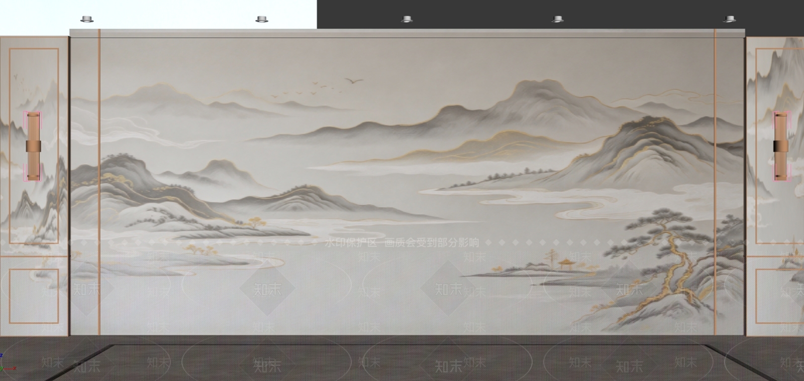 新中式电视背景墙3D模型下载【ID:1234711503】