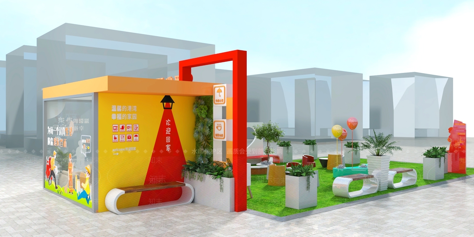 现代休憩花园3D模型下载【ID:1234713106】