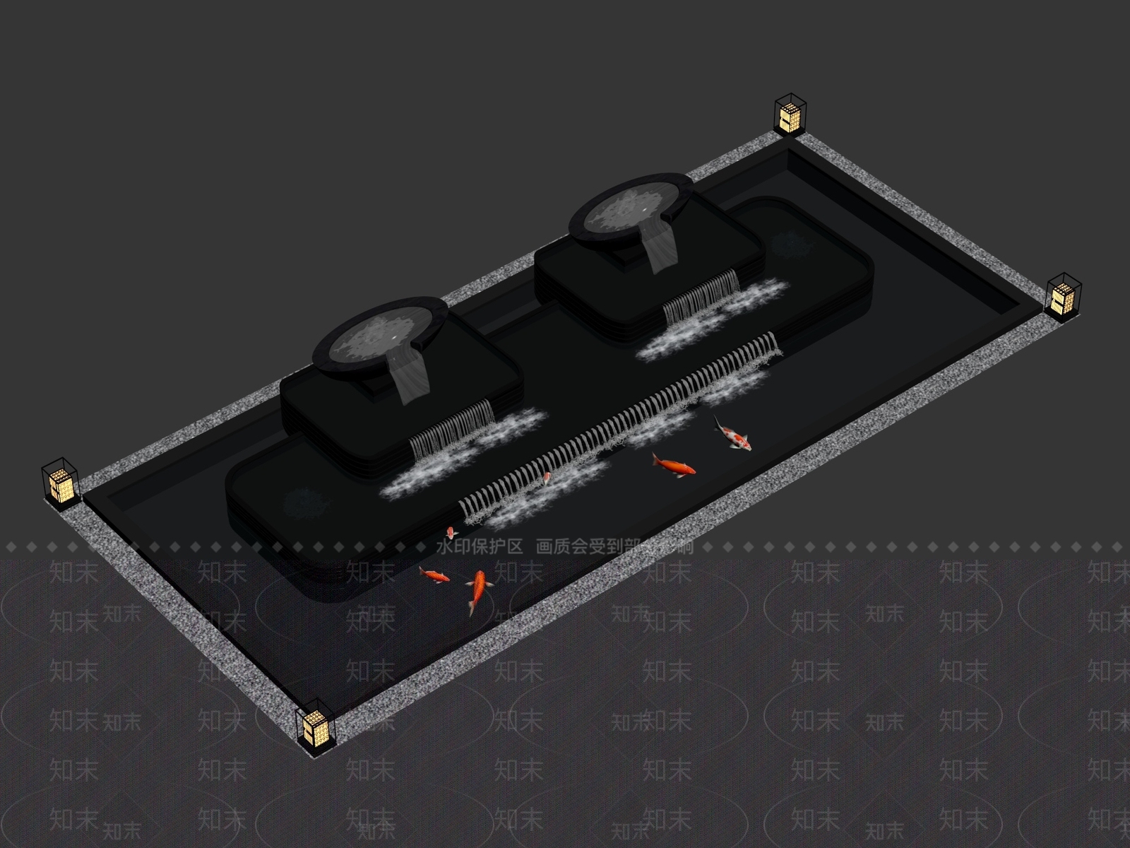 新中式景观跌水3D模型下载【ID:1234713724】